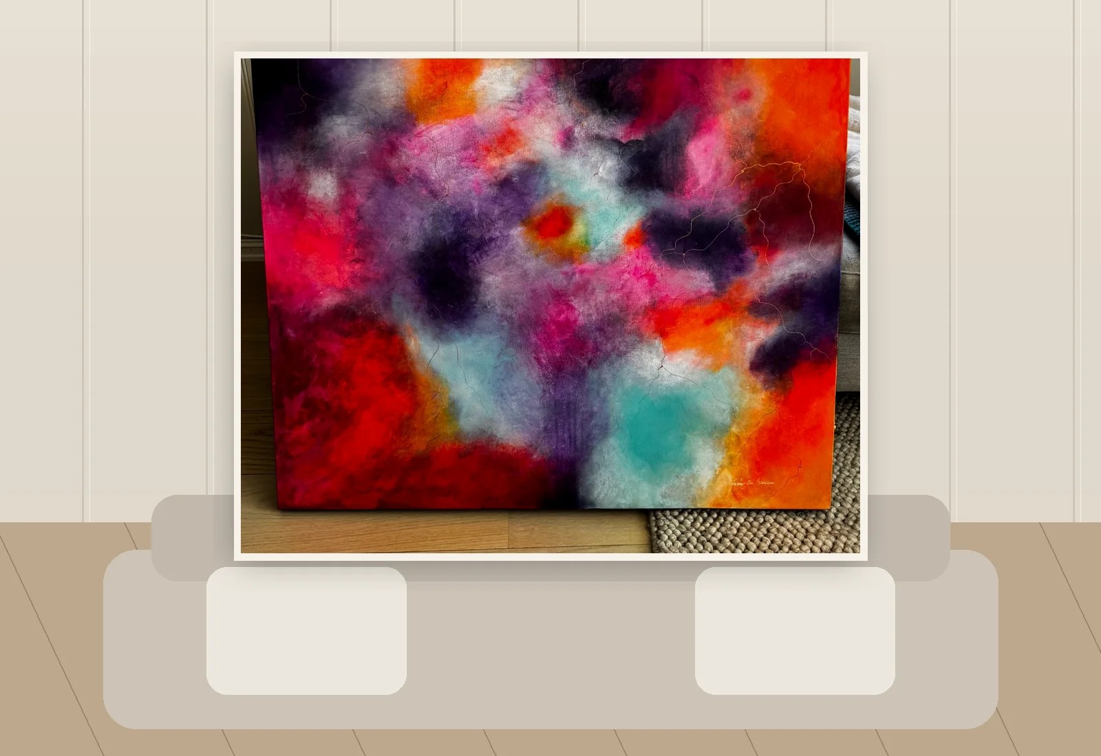 Fargenes puls vist på vegg i stue