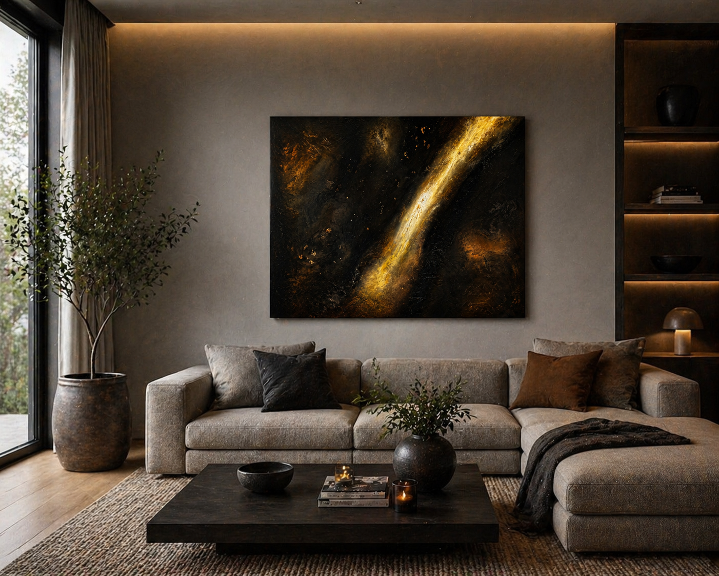 Nattens streif vist på vegg i stue