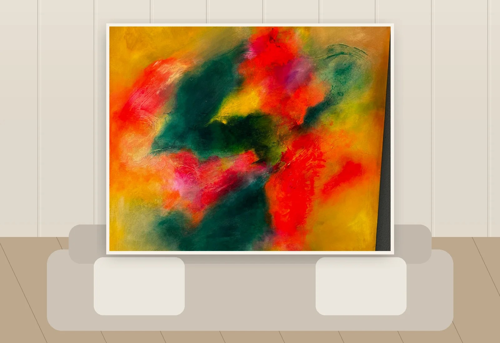 Sommerstorm vist på vegg i stue